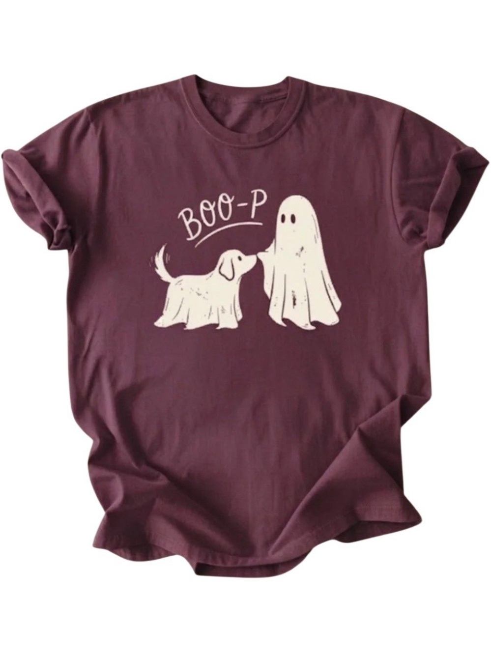 Maroon Boo-P Dog & Ghost Graphic Tee